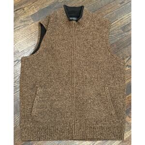 Pendleton Fleece Lined 100% Washable Wool Full Zip Ribbed Vest Brown Mens Size L